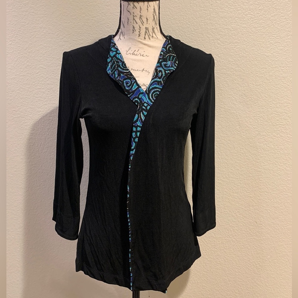 Chico's Black Top with Blue Accents